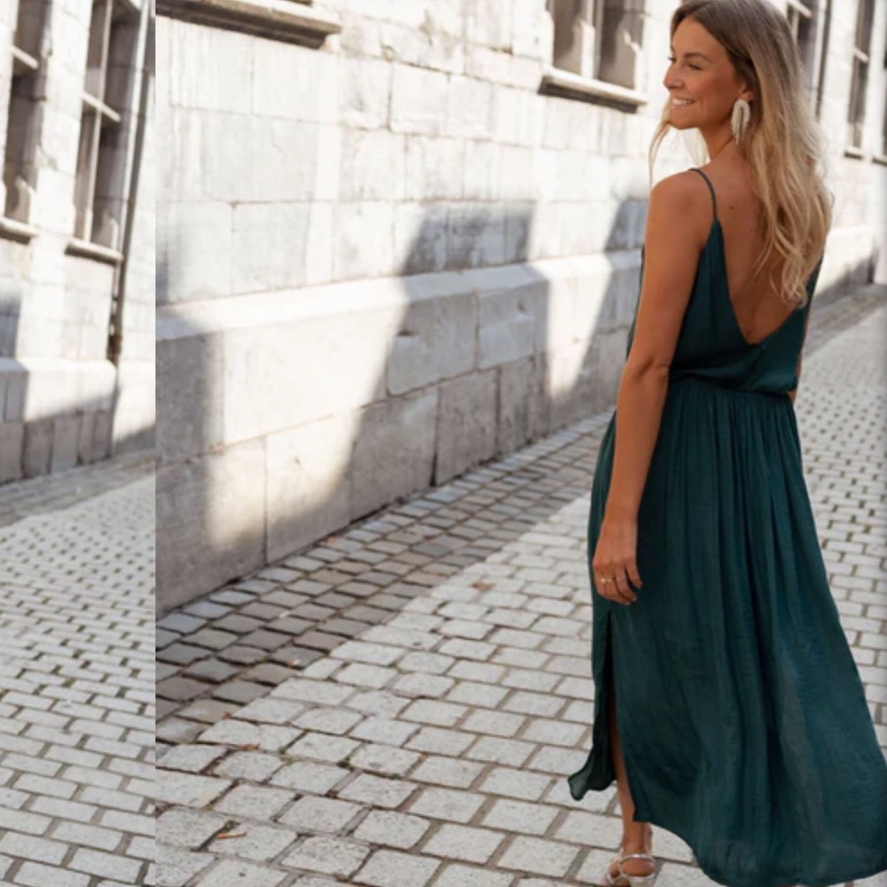 EASY CLOTHES Elegant Green Maxi Dress